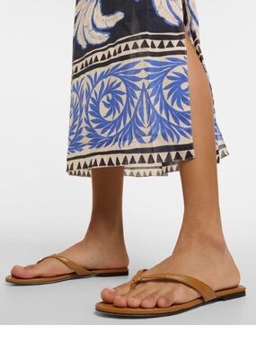 TORY BURCH LEATHER FLIP FLOPS - CARAMEL CORN, Size 10, NWT no box